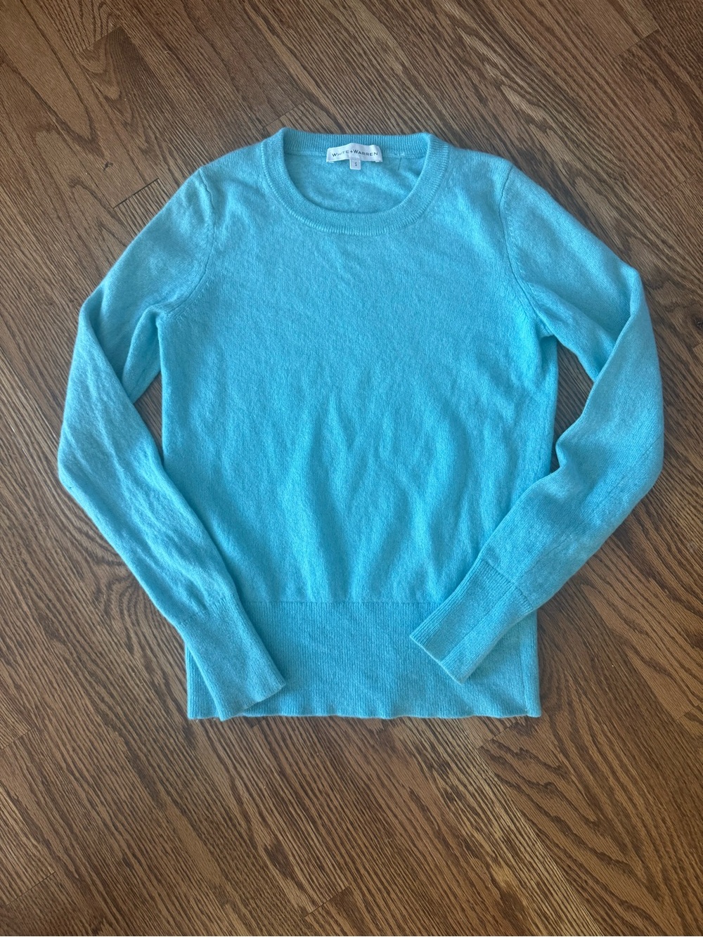 White + Warren 100% CashmereTurquoise Crewneck Sweater - Size Small